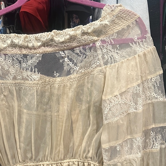 Robert Rodriguez silk chiffon 70s blouse size 4 cream - Picture 3 of 4